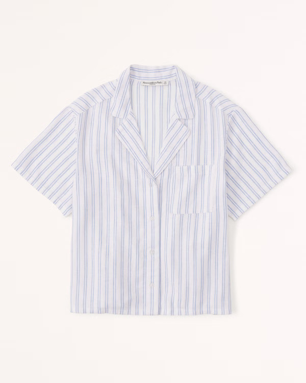 Women's Linen-Blend Sleep Shirt | Women's Intimates & Sleepwear | Abercrombie.com | Abercrombie & Fitch (US)