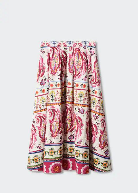 Printed linen-blend skirt | MANGO (US)