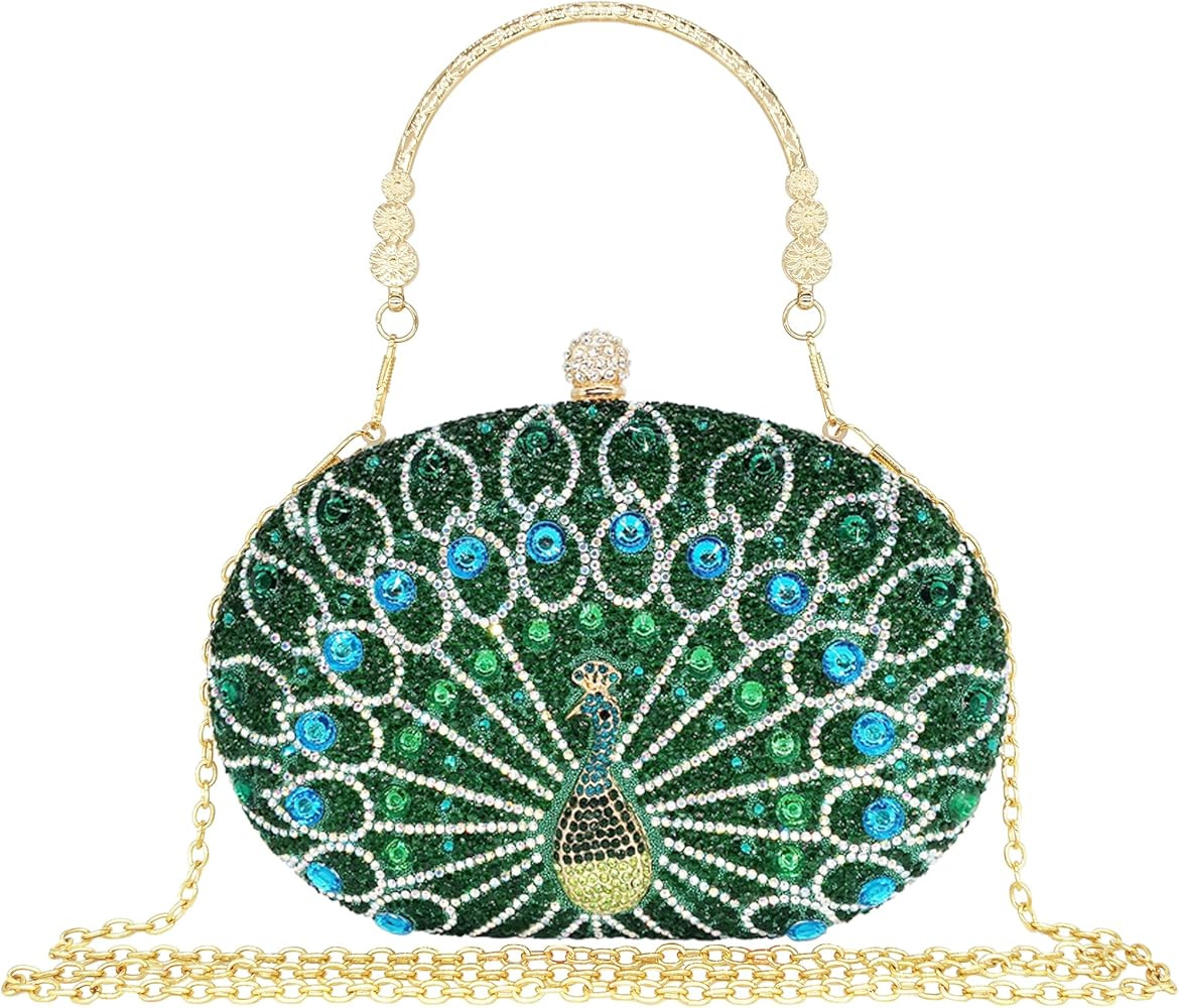 MAIRLOM Rhinestone Clutch Purses for Women Evening Wedding Formal - Round Pearl Clasp Handbag Cry... | Amazon (US)