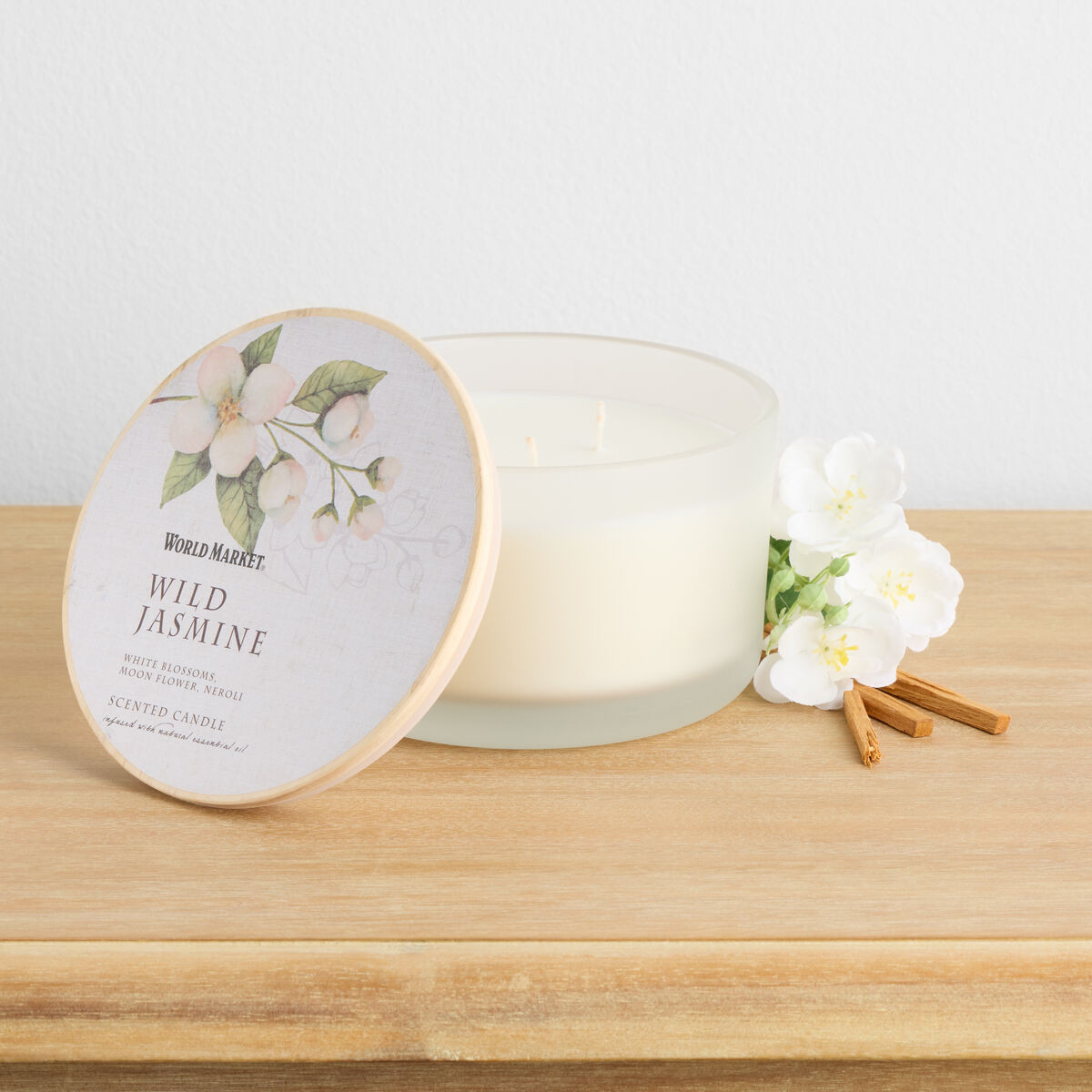 Botanical Wild Jasmine 3 Wick Scented Candle in White by World Market | World Market