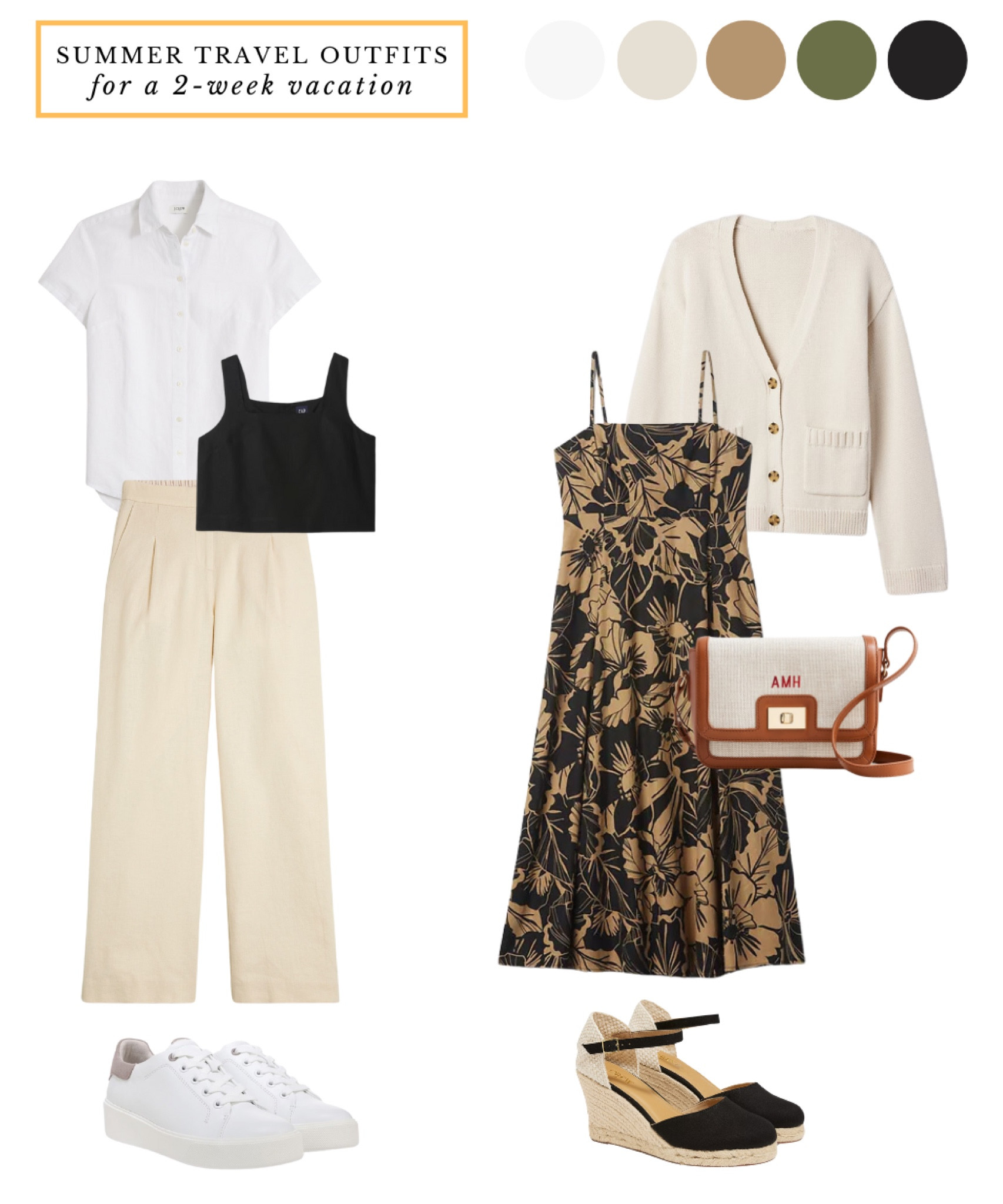 Summer travel outfits, travel, capsule wardrobe // wide leg, linen pants, midi dress espadrilles

#LTKstyletip #LTKtravel #LTKsummer