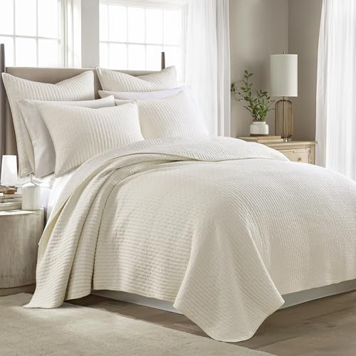 Levtex Home - Cross Stitch Quilt Set - 100% Cotton - King Quilt (106x92in.) + 2 King Shams (36x20in.) - Cream | Amazon (US)