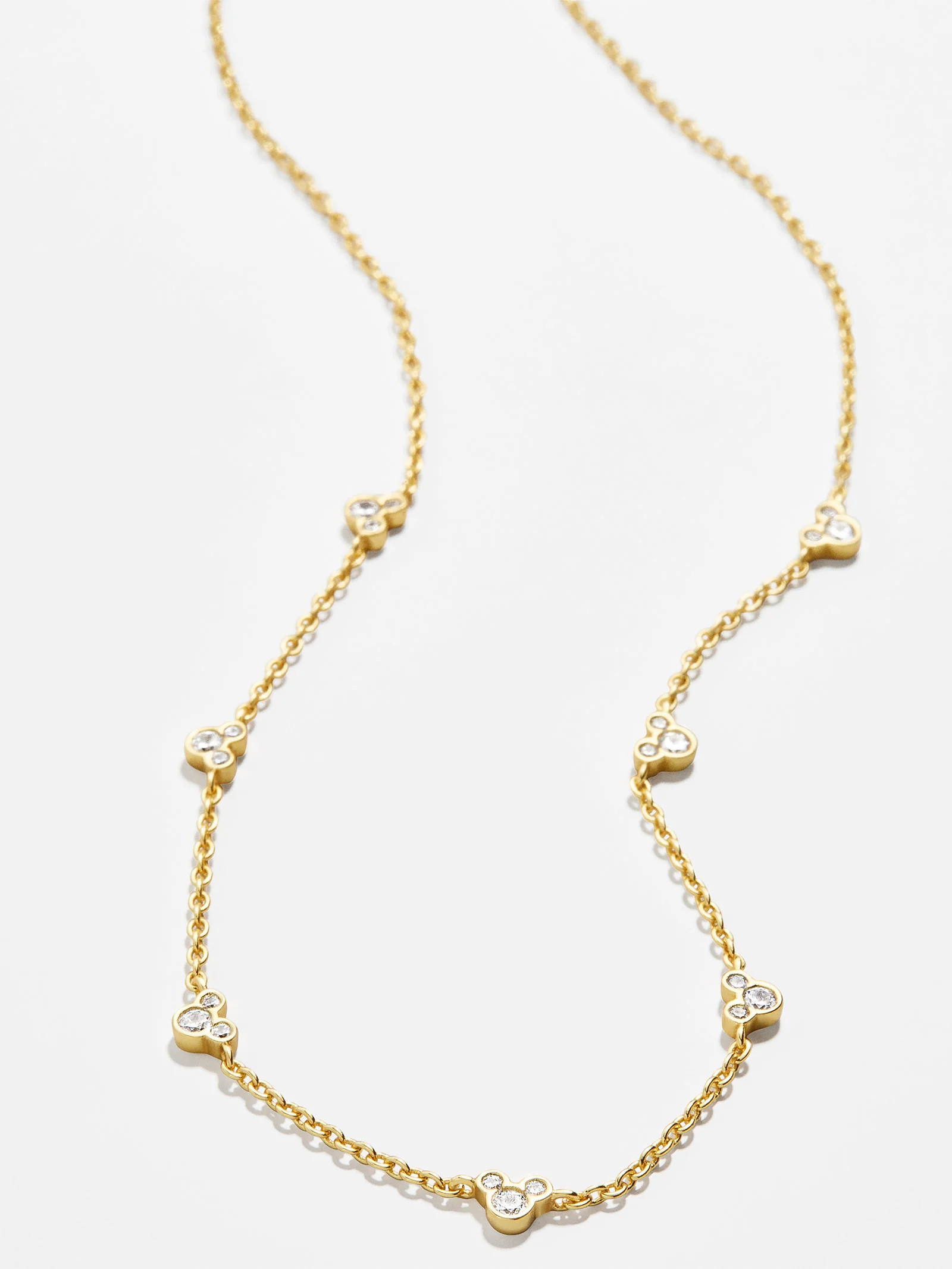 Mickey Mouse Outline 18K Gold Plated Sterling Silver Necklace - Clear/Gold | BaubleBar (US)