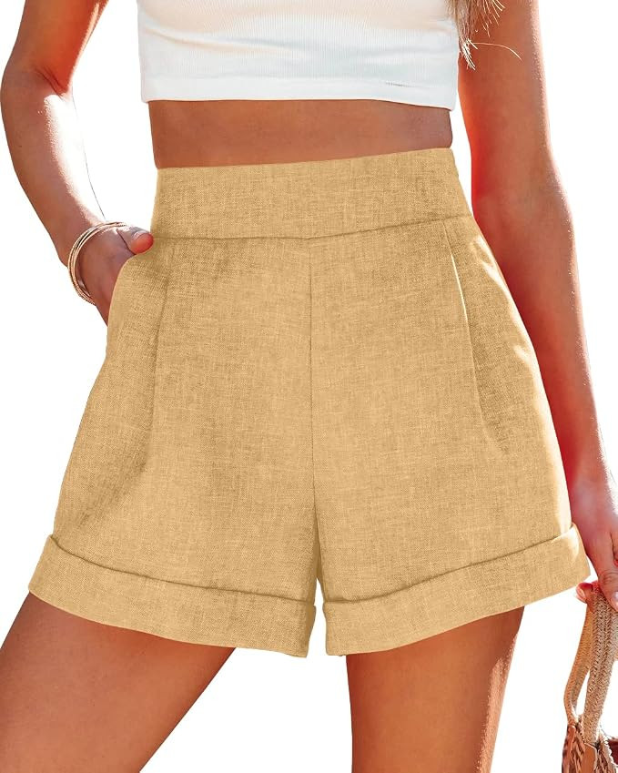 Wihion Women Summer Wide Leg Shorts High Waisted Casual Bermuda Shorts Lightweight Workwear Short... | Amazon (US)