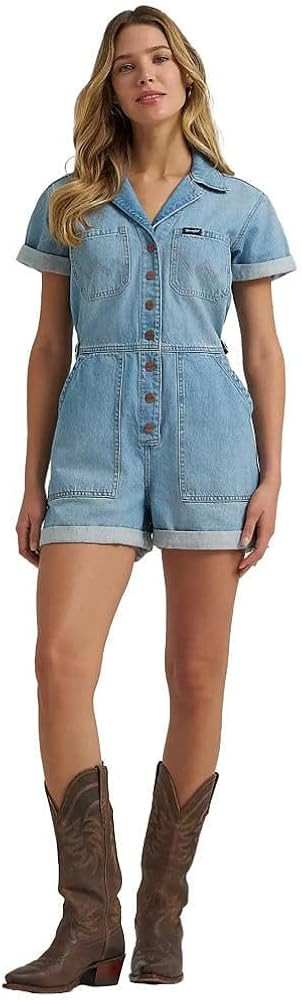 Wrangler Women's Denim Snap Romper | Amazon (US)