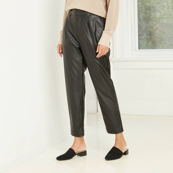 Women's Tapered Faux Leather Trousers - Prologue™ | Target