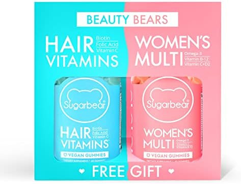 SugarBear Vitamins (Beauty Bears) Vegan Hair Gummy Vitamins with Biotin, Vitamin D, Folic Acid + ... | Amazon (US)