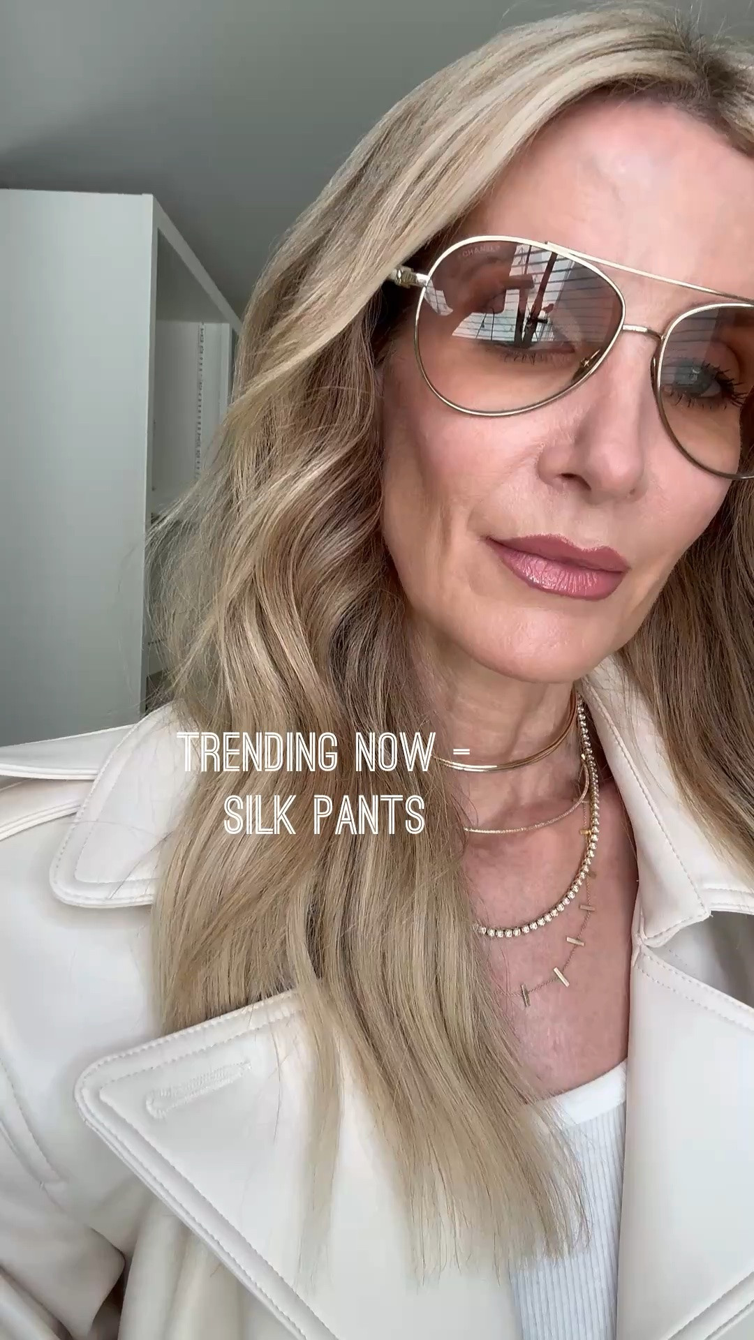 This ivory jacket is so chic styled with Quince washable silk pants for an elevated dinner outfit or date night look! The pants are flowy, easy, and comfortable with an elastic waist and pockets, while the jacket adds the perfect fashion-forward touch. I’m wearing an XS in the jacket and XS in the pants. #DateNightOutfit #QuinceStyle #WashableSilk #LTKOver40 

 #LTKgrwm #LTKootd #LTKPetite