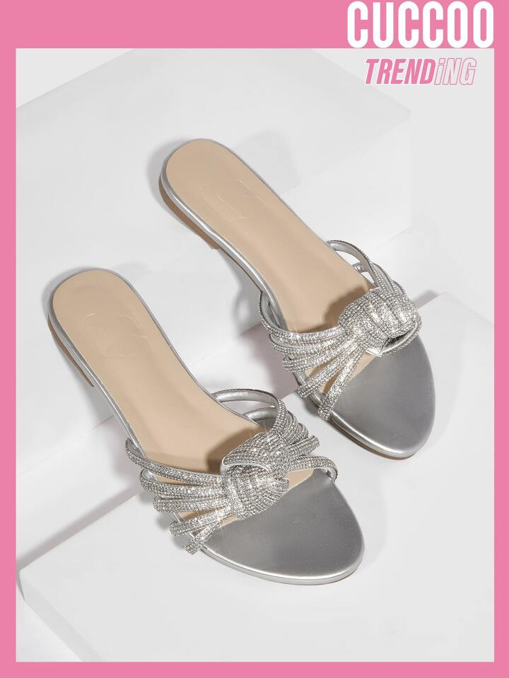CUCCOO Trending Rhinestone & Knot Decor Slide Sandals | SHEIN