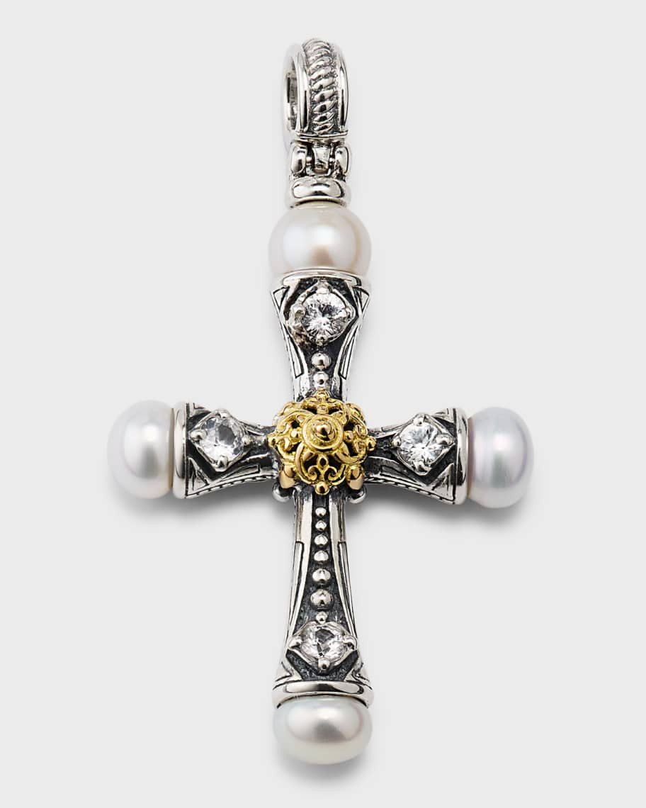 Konstantino Pearl and White Sapphire Cross Pendant | Neiman Marcus