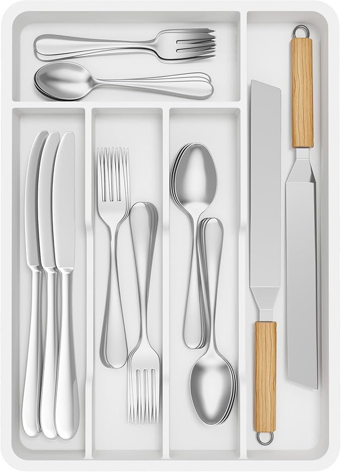 Lifewit Silverware Tray, Deep Wide Cutlery Drawer Organizer Storage for Kitchen, Plastic Flatware... | Amazon (US)