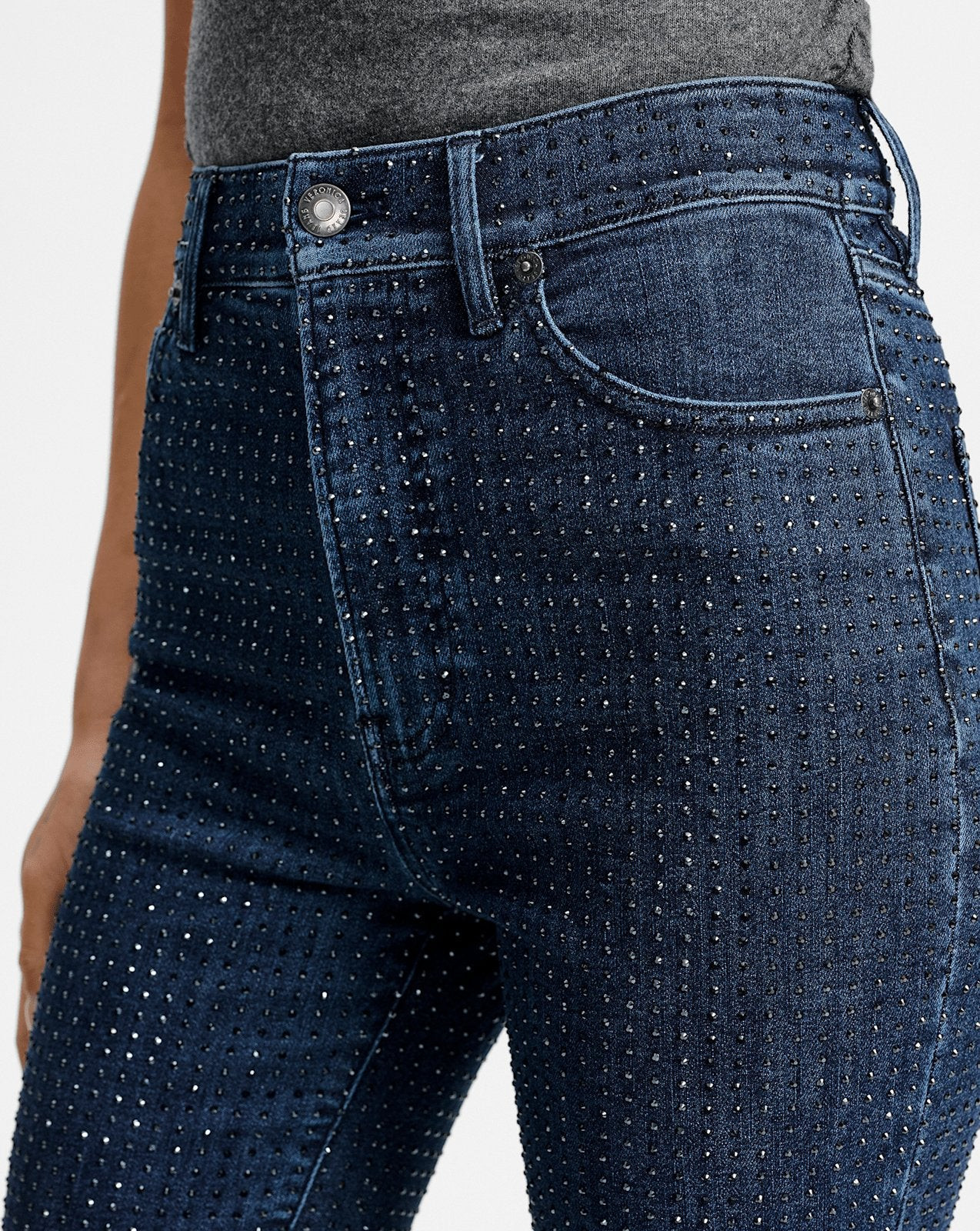 Veronica Beard Beverly Rhinestone Skinny-Flare Jean Indigo Rinse | Veronica Beard