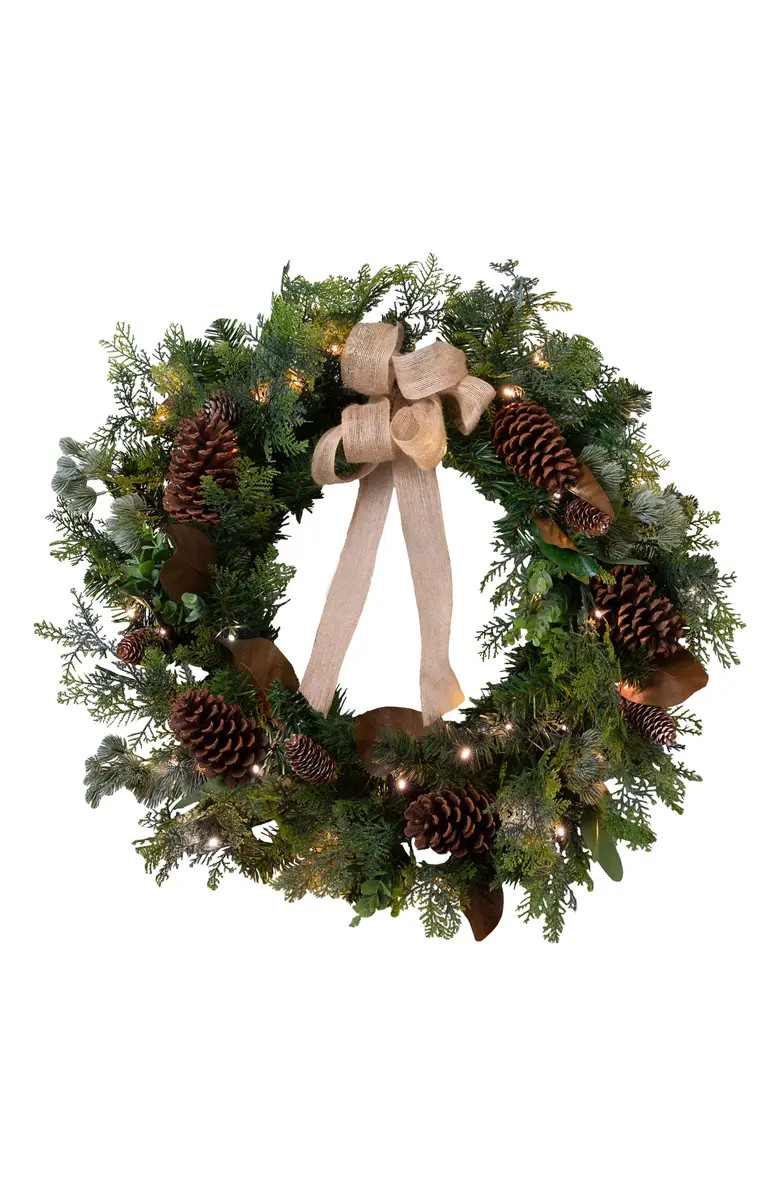 Balsam Hill Cedar Lodge Artificial LED Light Outdoor Wreath | Nordstrom | Nordstrom