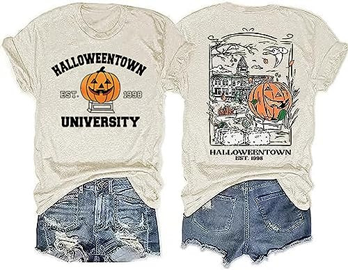 Halloweentown University T-Shirt for Women Fall Pumpkin Shirts Funny Halloween Thanksgiving Gift ... | Amazon (US)