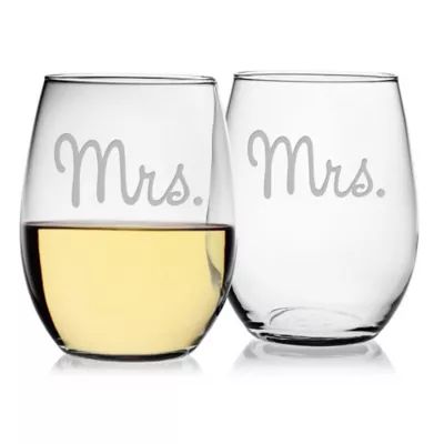 Susquehanna Glass Mrs. & Mrs. Stemless Wine Glasses (Set of 2) | Bed Bath & Beyond