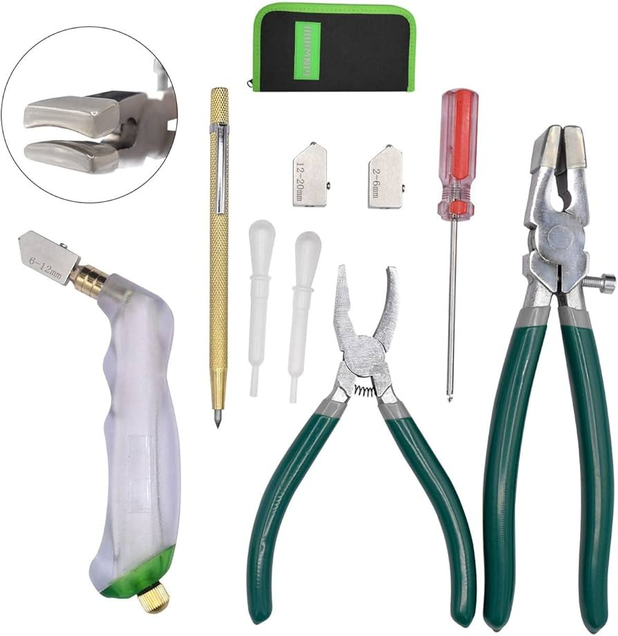 9Pcs Heavy Duty Glass Running Breaking Pliers and Class Cutters Tools Kit, Breaker Grozer Pliers ... | Amazon (US)