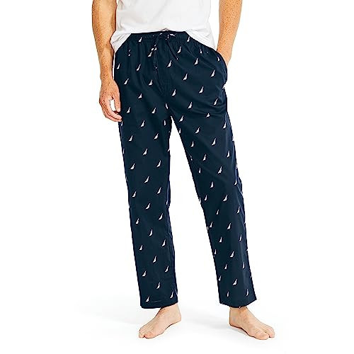 Nautica Men's Soft Woven 100% Cotton Elastic Waistband Sleep Pajama Pant, Maritime Navy, Large | Amazon (US)