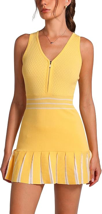 ABOCIW Summer Dress for Women 2026 Vintage Half Zip Knit Sleeveless Tennis Golf Athletic Dresses ... | Amazon (US)