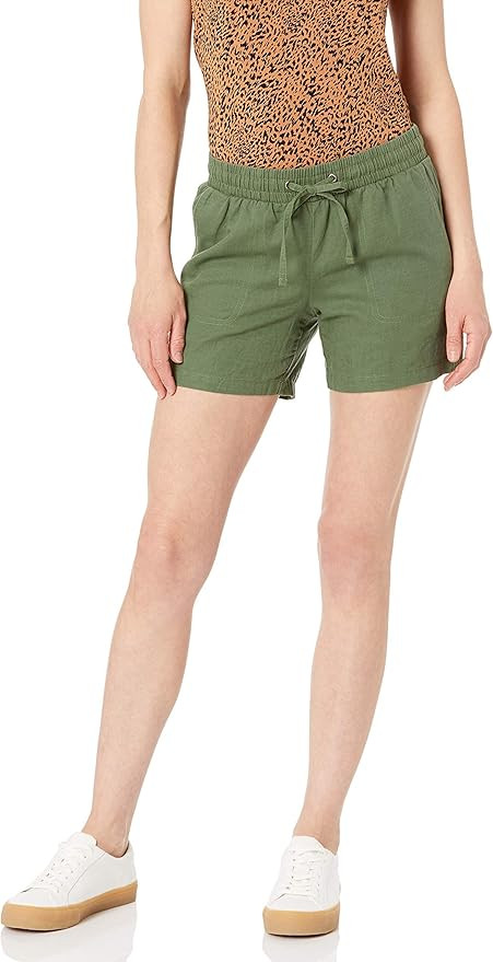 Amazon Essentials Women's 5" Inseam Drawstring Elastic Waist Linen Blend Summer Shorts | Amazon (US)