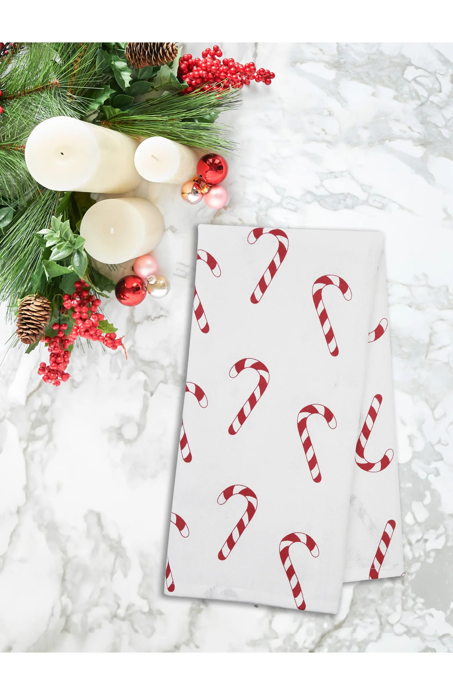 Christmas Candy Cane Pattern Printed 100% Cotton Flour Sack Dishtowel | Nordstrom