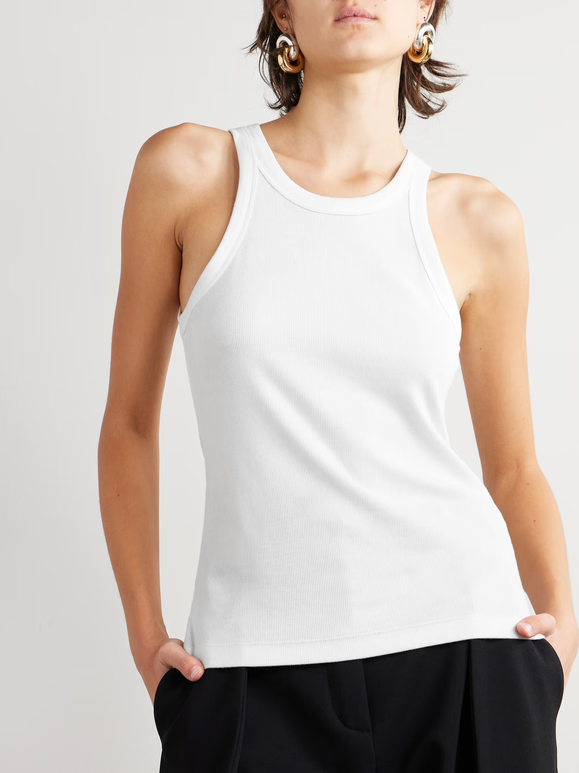 + NET SUSTAIN Curved ribbed stretch organic cotton-jersey tank | NET-A-PORTER (US)