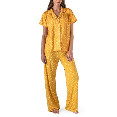 Hello Mello Women's Signature Lounge Top and Pants, 2-Piece Pajama Set Mellow Yellow, Large/X-Large | Target