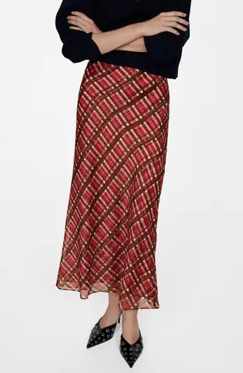 MANGO Check Maxi Skirt | Nordstrom | Red Maxi Skirt | Work Wear Style | Nordstrom