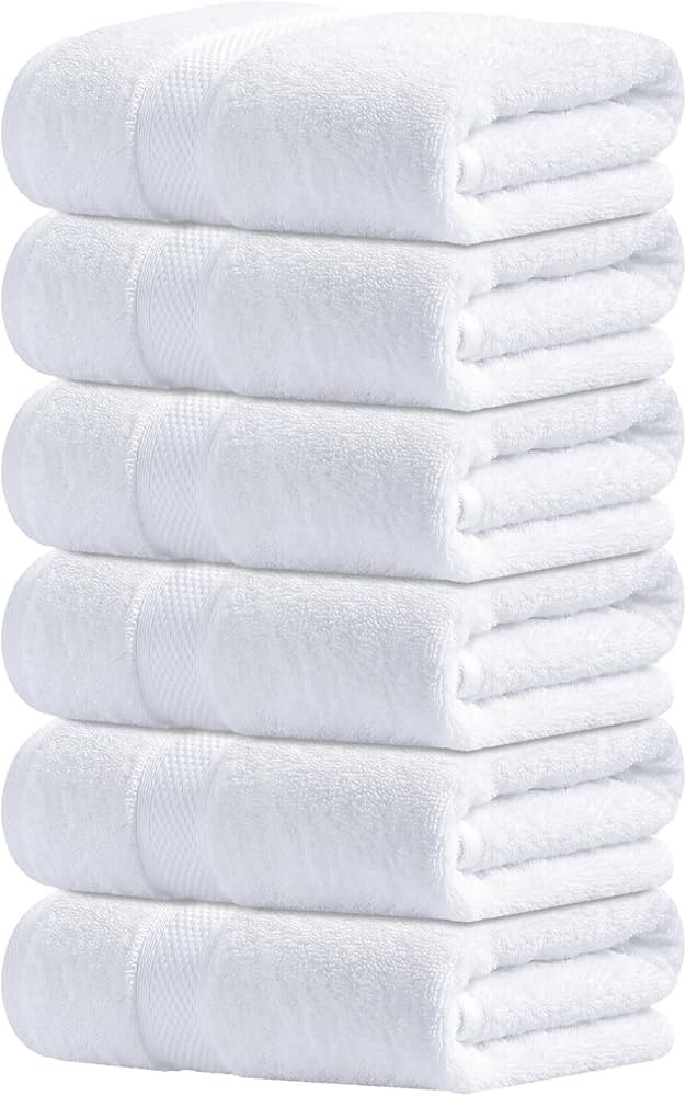 Infinitee Xclusives White Hand Towels for Bathroom - Set of 6 (16x28 inches) 600 GSM, 100% Cotton... | Amazon (US)