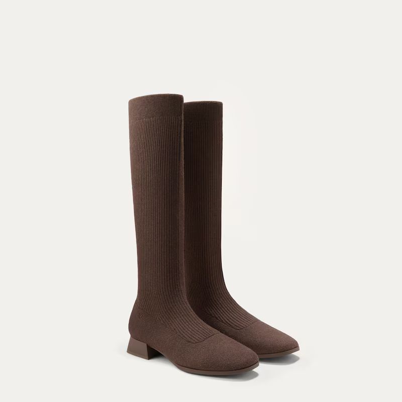 Square-Toe Water Repellent Wool Knee-High Boots (Tara Pro) | VIVAIA