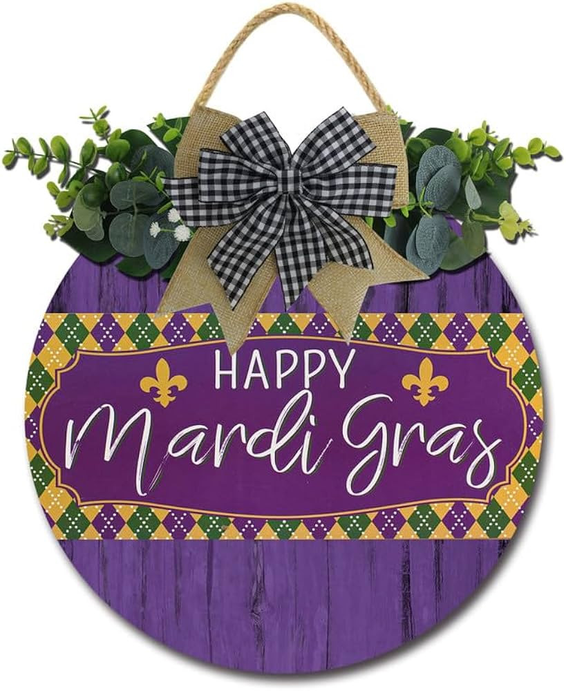 Mardi Gras Decorations Mardi Gras Wood Hanging Sign Purple Hanging Ornaments Happy Mardi Gras Sig... | Amazon (US)