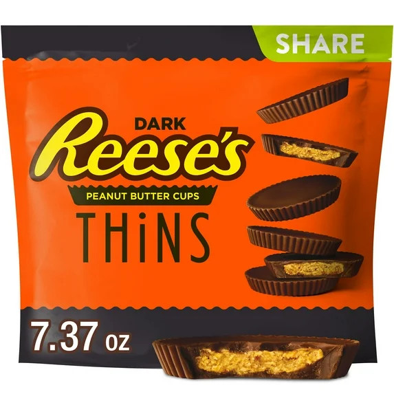 Reese's Thins Dark Chocolate Peanut Butter Cups Candy, Share Pack 7.37 oz | Walmart (US)