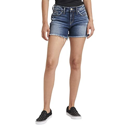Silver Jeans Co. Women's Suki Mid Rise Curvy Fit Short, Med Wash ECF388, 27 | Amazon (US)