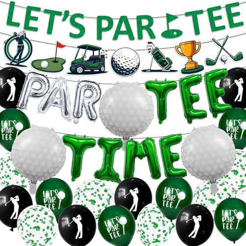 Golf Party Decorations, Lets Partee Golf Decorations Par Tee Time Banner Golf Balloons Green Golf Themed Birthday Retirement Decor | Amazon (US)