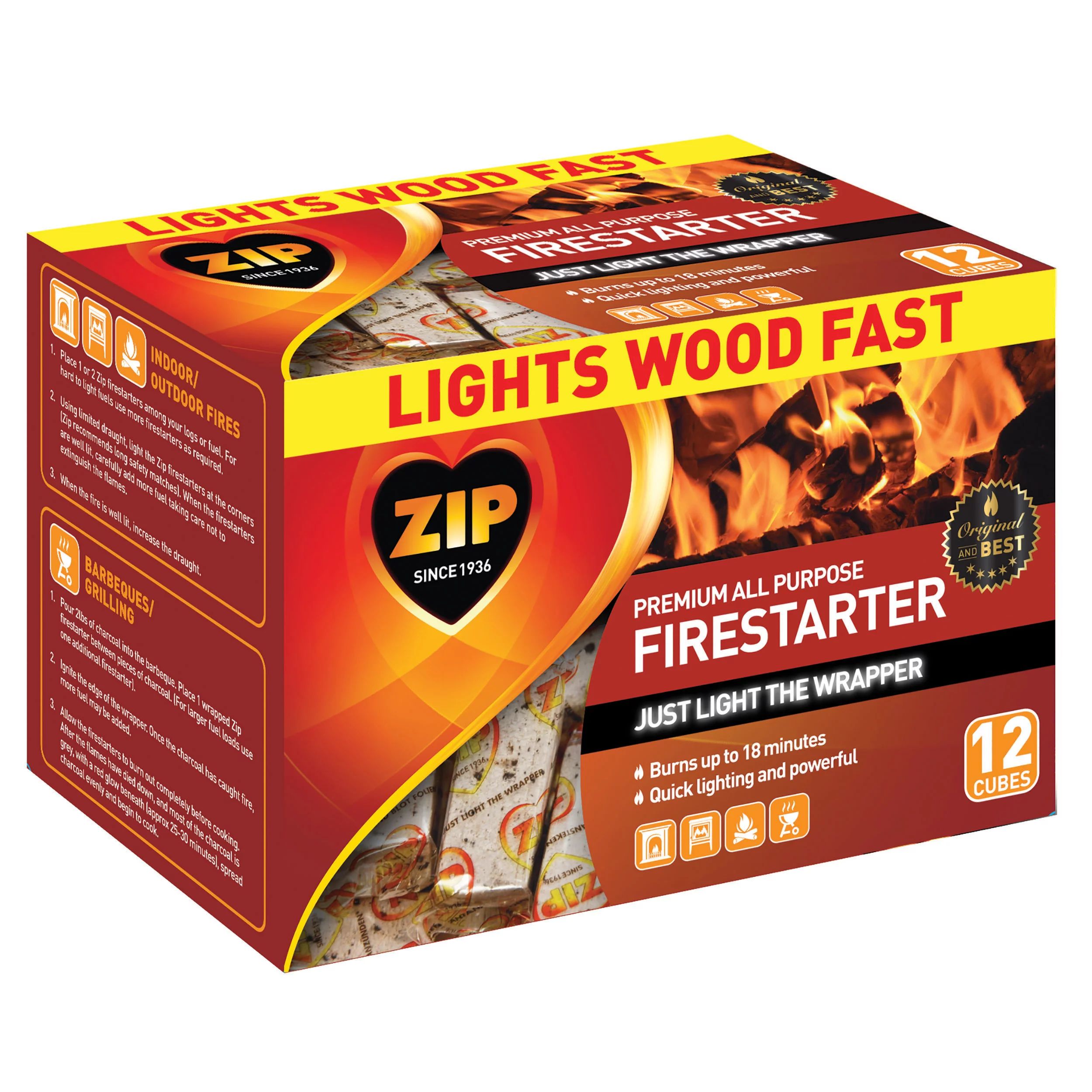 Zip Firestarters Premium All Purpose Wrapped Fire Starters 12 Pack | Walmart (US)
