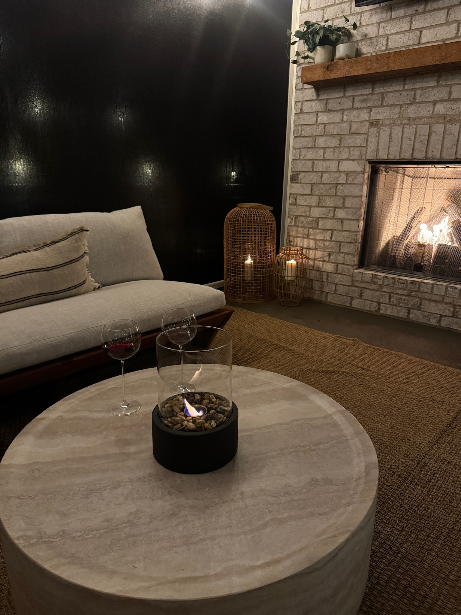 Our outdoor patio setup! Amazon mini fireplace only $50!  

 #LTKHome #LTKFindsUnder100