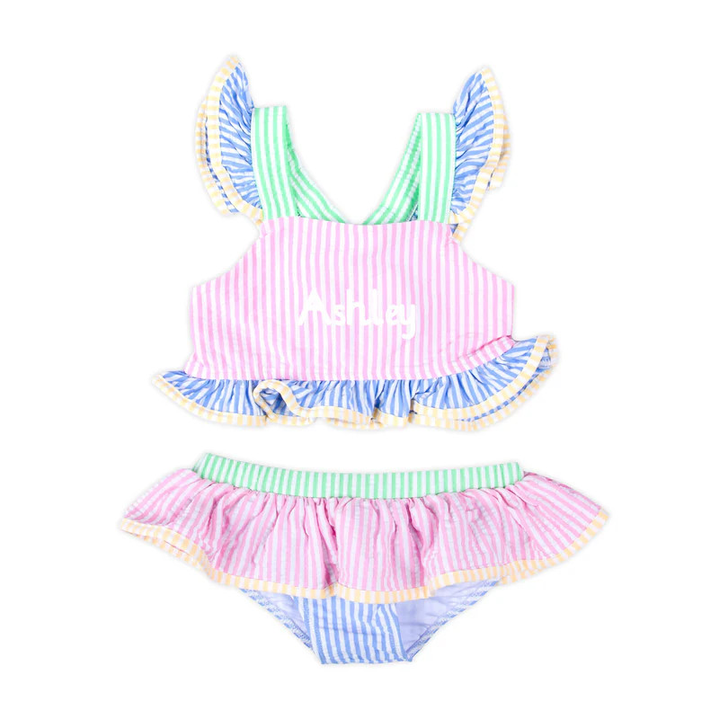 Colorblock Seersucker Two Piece Swimsuit | Classic Whimsy