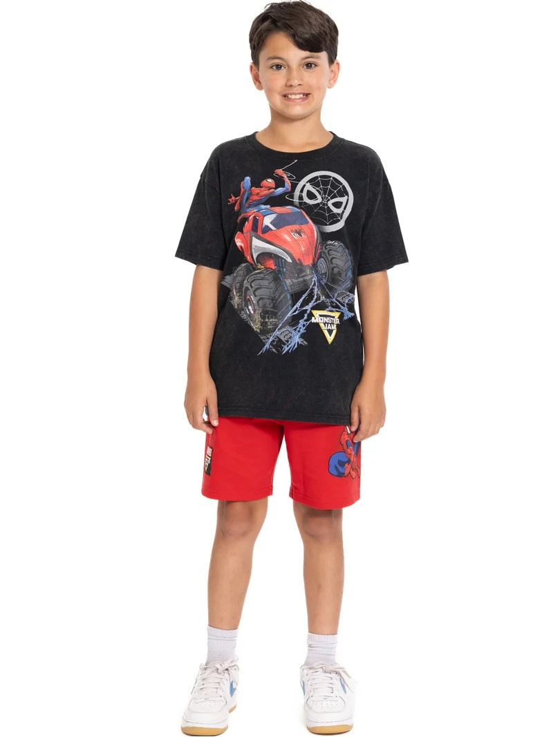 Marvel Monster Jam Boys Graphic T-Shirt and Matching Shorts Set, 2-Piece, Sizes 4-16 - Walmart.co... | Walmart (US)