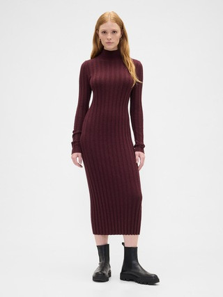 CashSoft Ribbed Mockneck Midi Dress | Gap Factory