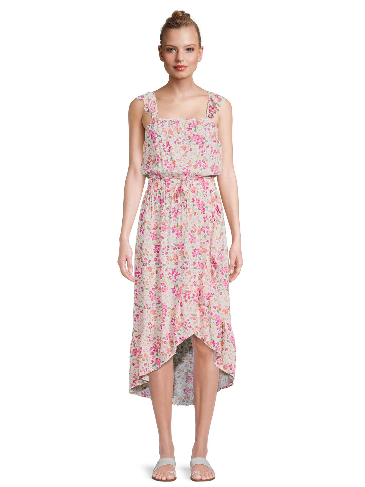 No Boundaries Juniors' Flutter Strap Top and Wrap Skirt Set, 2-Piece, Sizes XS-XXXL | Walmart (US)