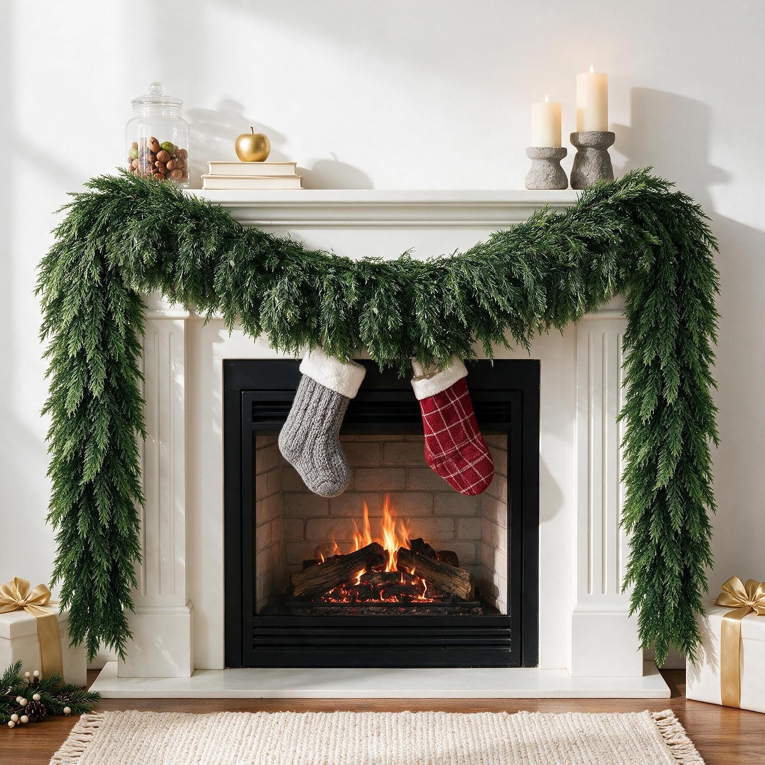 9FT Christmas Cedar Garland,Real Touch Soft Greenery Christmas Decorations | Amazon (US)