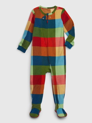 babyGap Organic Cotton Happy Plaid PJ One-Piece | Gap (US)