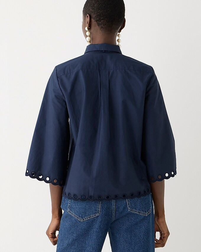 Collection button-up bow top in cotton poplin eyelet | J. Crew US