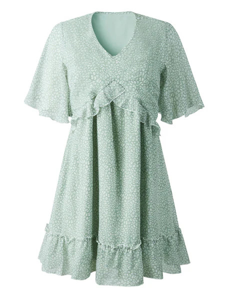 'Mariposa' Leopard Print Ruffled Mini Dress | Goodnight Macaroon