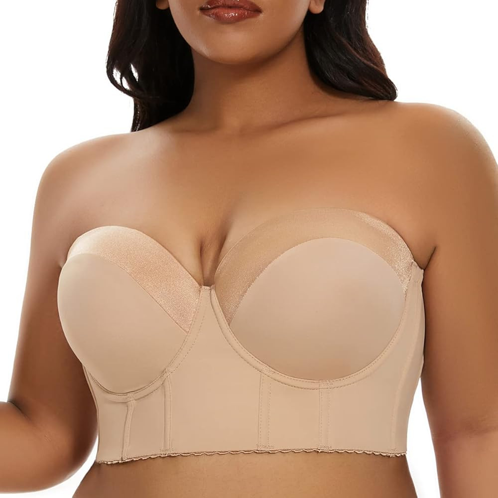 SEA BBOT Women Longline Strapless Bra Full Coverage Corset Bra Hide Back Fat | Amazon (US)