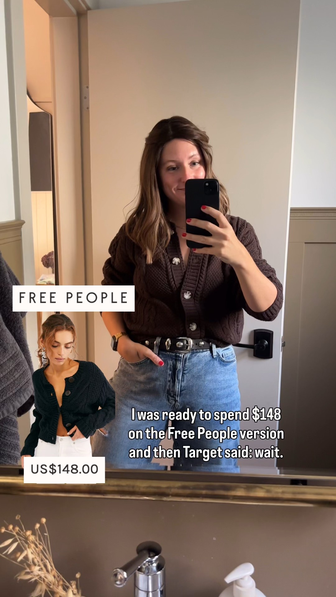 Is this the perfect alternative to the Free People Bonfire Cable Knit Sweater? Why would I spend almost $150 on a sweater from Free People when I can grab this one at Target for $30? This sweater is so good—super soft, perfectly oversized, and the ideal layer for fall and winter. Give me all the Free People dupes that are also Target fashion finds! It gives the same cozy, effortless vibe for a fraction of the price, and I honestly might love it even more.

#LTKootd #LTKStyleTip #LTKmomlife