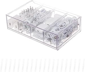 Yesesion Clear Plastic Cable Organizer Drawer with Adjustable Compartments and 20pcs of Wire Ties... | Amazon (US)