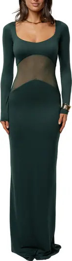 Glitz Hour Long Sleeve Mesh Body-Con Maxi Dress | Nordstrom