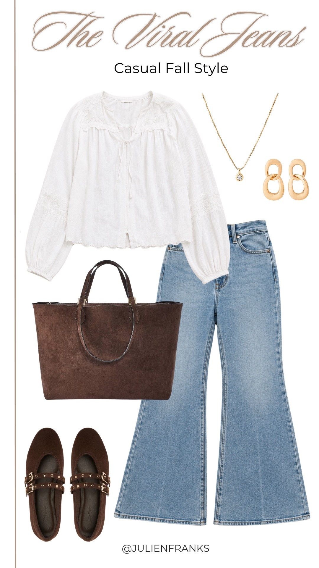 Another way to style the viral jeans for fall 🤍 This white blouse + brown accessories combo is so good for transitioning into the season!

#LTKmomlife #LTKootd #LTKSeasonal
