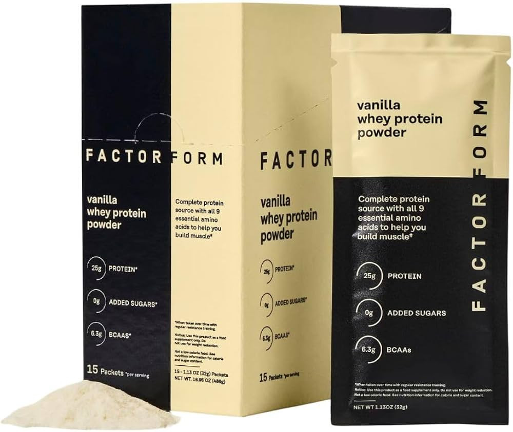 FACTOR FORM Whey Protein Powder | 100% Whey Isolate | 25g Protein & 6.3g BCAAs | Low Carb & Keto-... | Amazon (US)