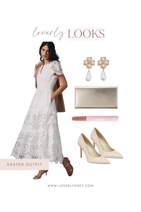 Gorgeous white Easter look! Stunning Anthropologie dress and metallic clutch. 

#LTKstyletip #LTKSeasonal #LTKFind